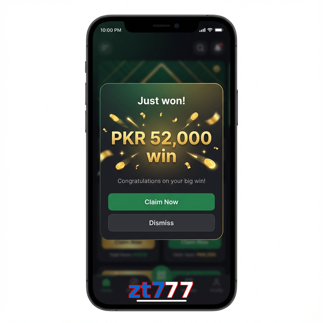 Main screen of Zt777 win page for PK players